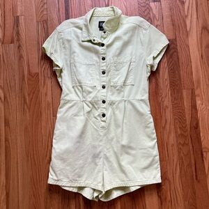 Urban Outfitters denim romper with front button closure and pockets